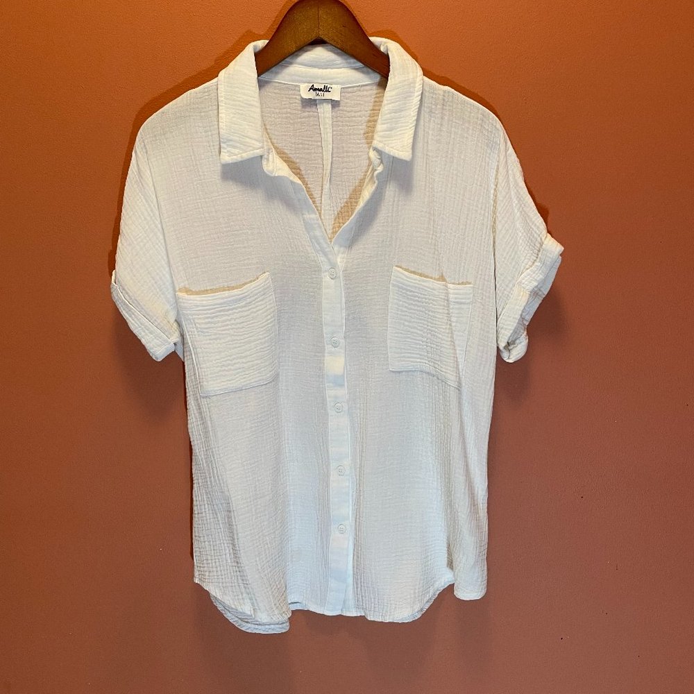 Amalli Talli White Gauze Button-Down Shirt